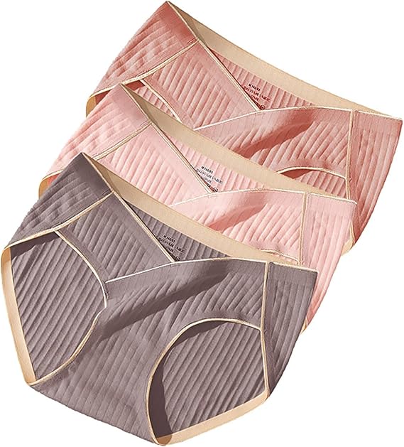 Fatyb Cotton Underwear for Women Bikini No Show Panties Seamless Ladies V-Waist Soft Underpants (3 Pack)