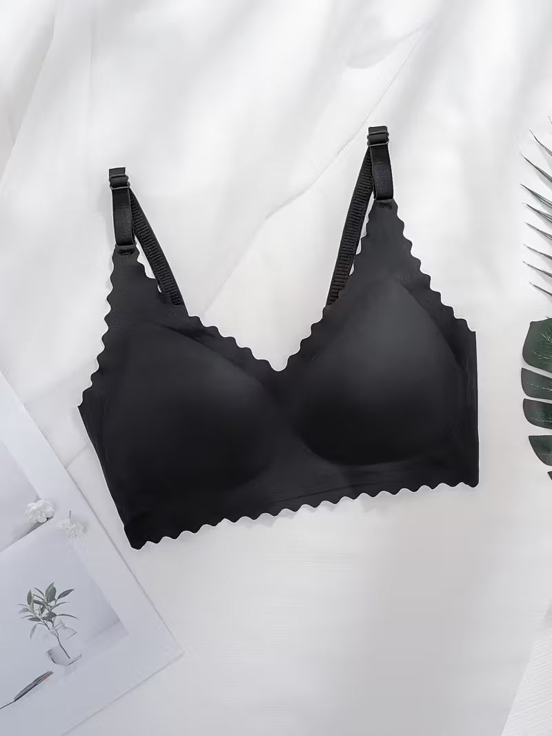 3-Pack Women’s Black Wireless Seamless Bra – Nude Feel Comfortable Sports Bra with Removable Padding