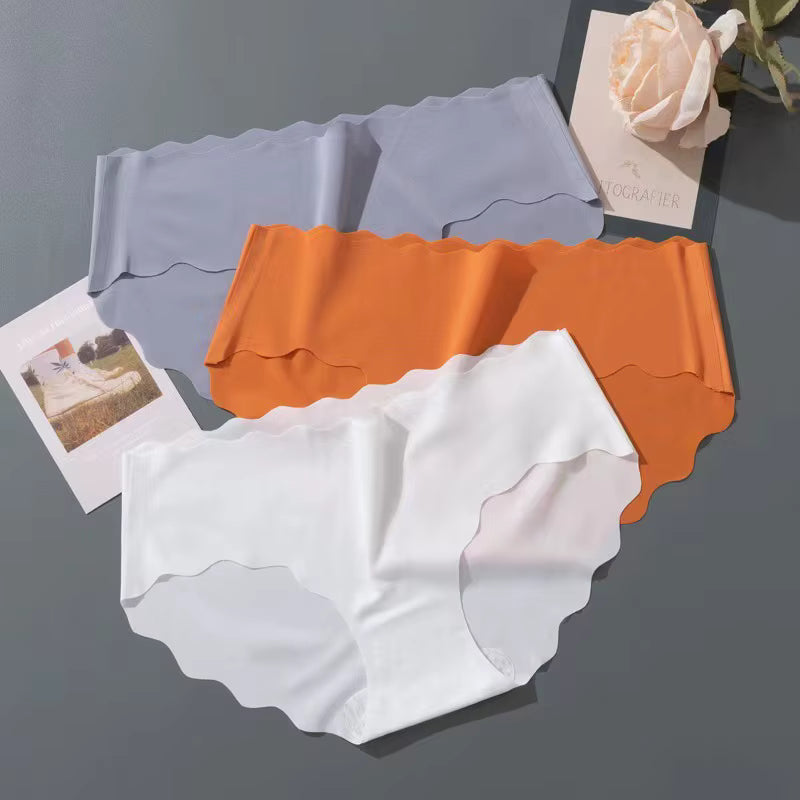 3-Pack Seamless Ice Silk Women Panties – Breathable Mid Waist Briefs
