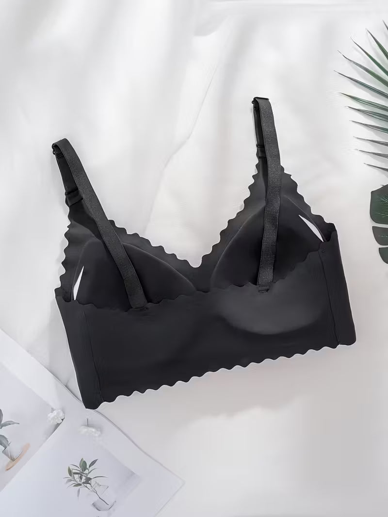 3-Pack Women’s Black Wireless Seamless Bra – Nude Feel Comfortable Sports Bra with Removable Padding