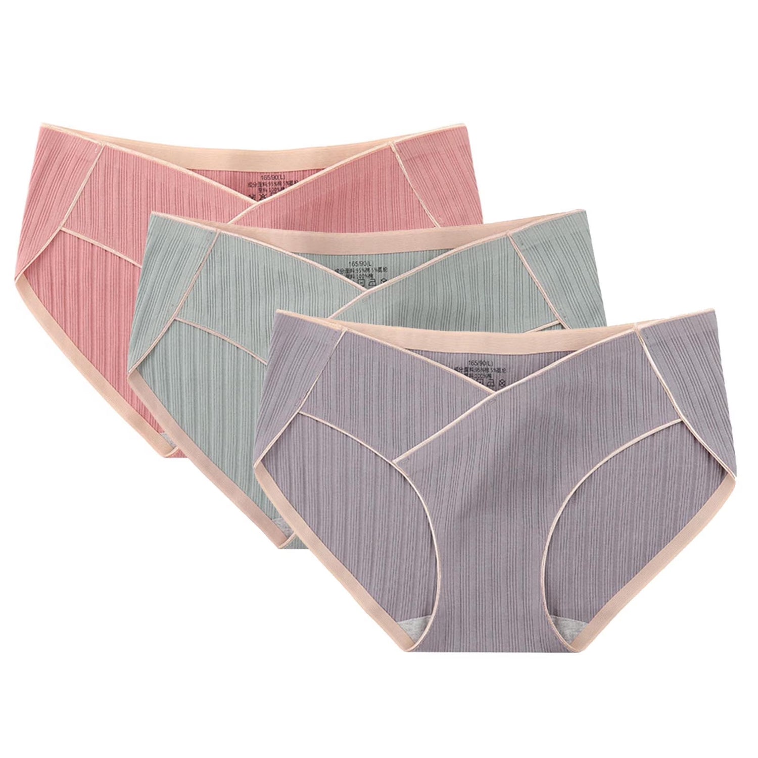 Fatyb Cotton Underwear for Women Bikini No Show Panties Seamless Ladies V-Waist Soft Underpants (3 Pack)
